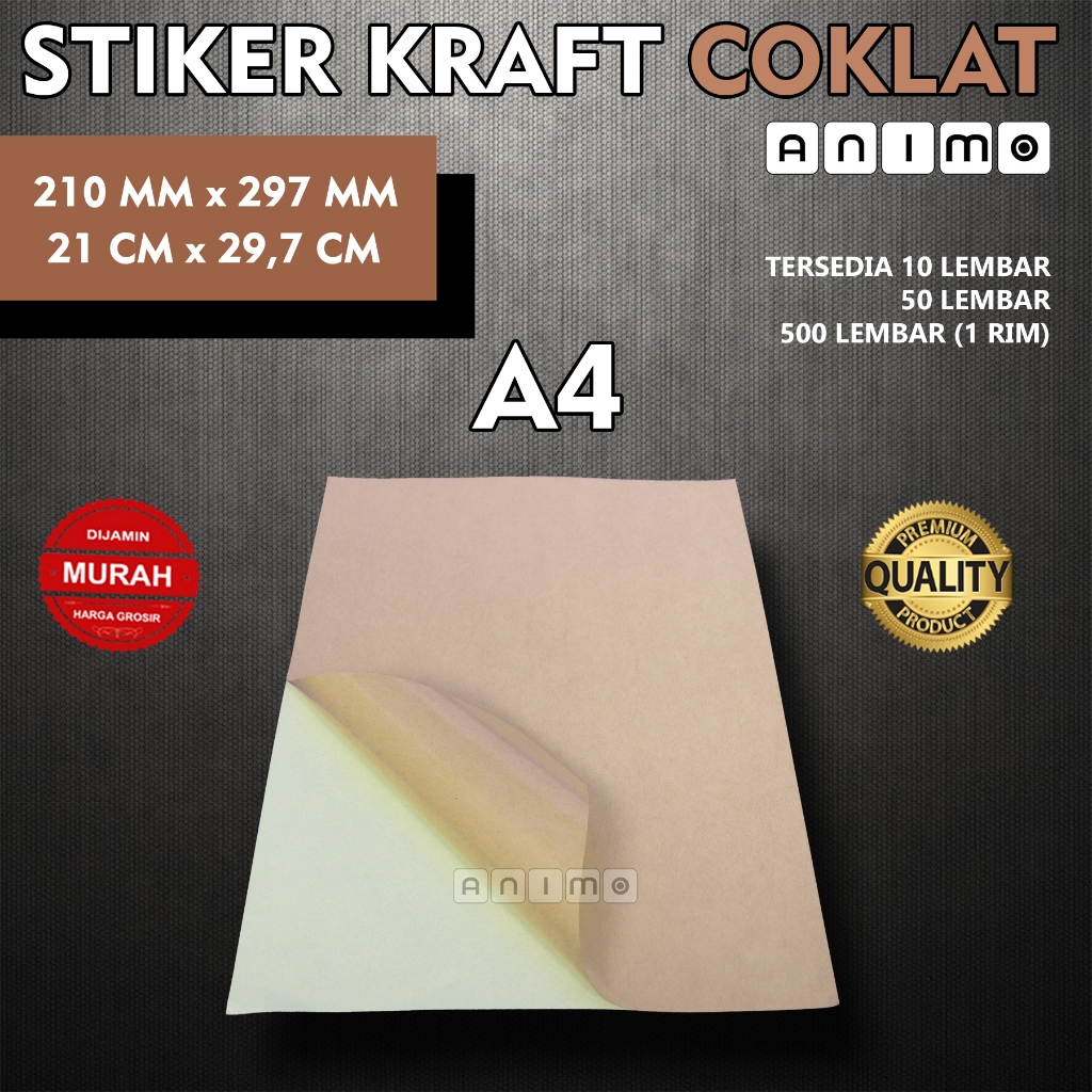 

STIKER KRAFT A4 1 RIM = 500 Lembar - STIKER VINTAGE - STIKER COKLAT - KRAFT STICKERS 500 SHEET