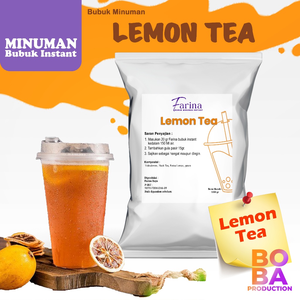 

Bubuk Minuman Lemon Tea - Teh Lemon Serbuk - Bubuk Teh Lemon - BobaProduction