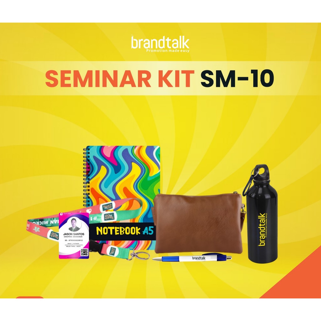 

Pouch Imitasi Grafir, Tumbler Beno Custom, Pulpen Sablon, Lanyard Fullprint, ID Card PVC, Case - Paket Seminar Kit Isi 6 -SM10