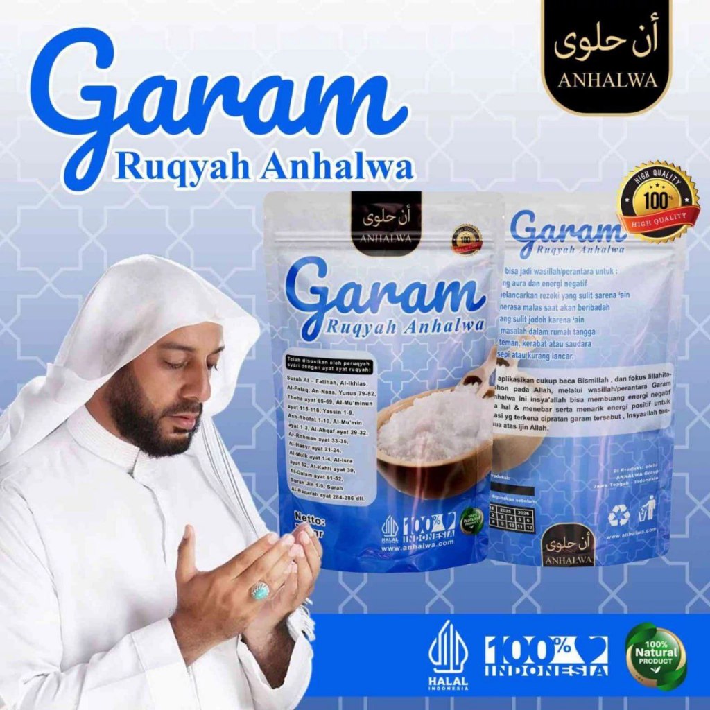 

Garam Ruqiyah Anhalwa Pengelaris Penolak Musibah Pencerah Aura Jiwa Sudah Di Doakan