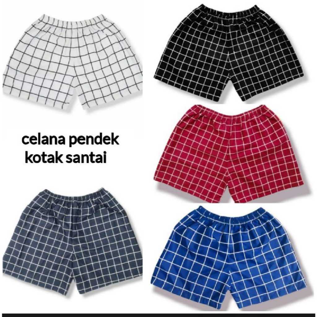 5pcs celana pendek boxer santai pria wanita kolor kotak kotak api tartan dewasa anak anak cewe cowo