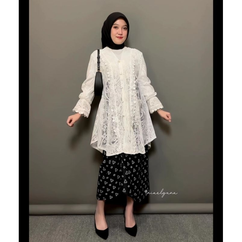 Leta Outer Tunik Brukat Cardigan Brokat Lengan Panjang Kebaya Tunik atasan outher brukat Outer Broka