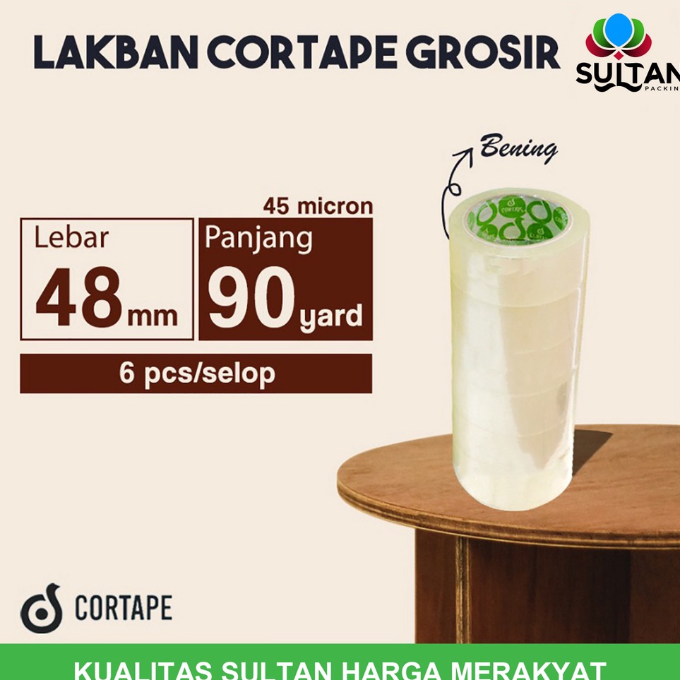 

KODE K5J9 Lakban Cortape Bening 48 mm x 9 yard Setara Daimaru 1 Selop