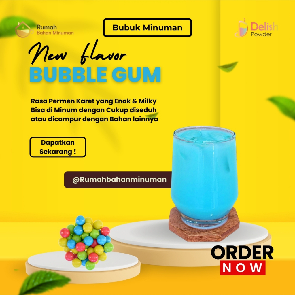 

Bubuk Minuman Kekinian Varian Rasa Permen Karet / Bubble Gum Powder Drink Siap Seduh Usaha Minuman