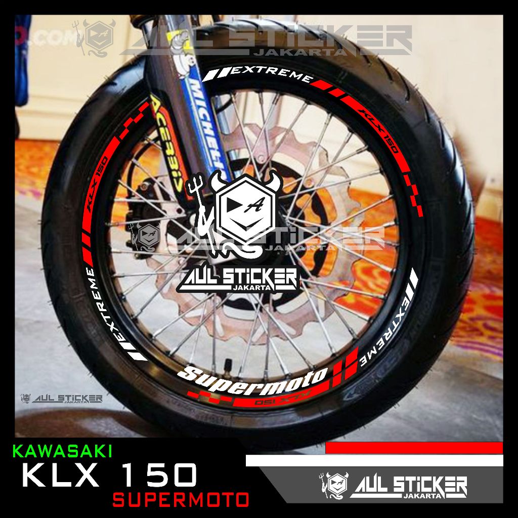 STICKER VELG KLX 150 SUPERMOTO EXTREME set depan belakang