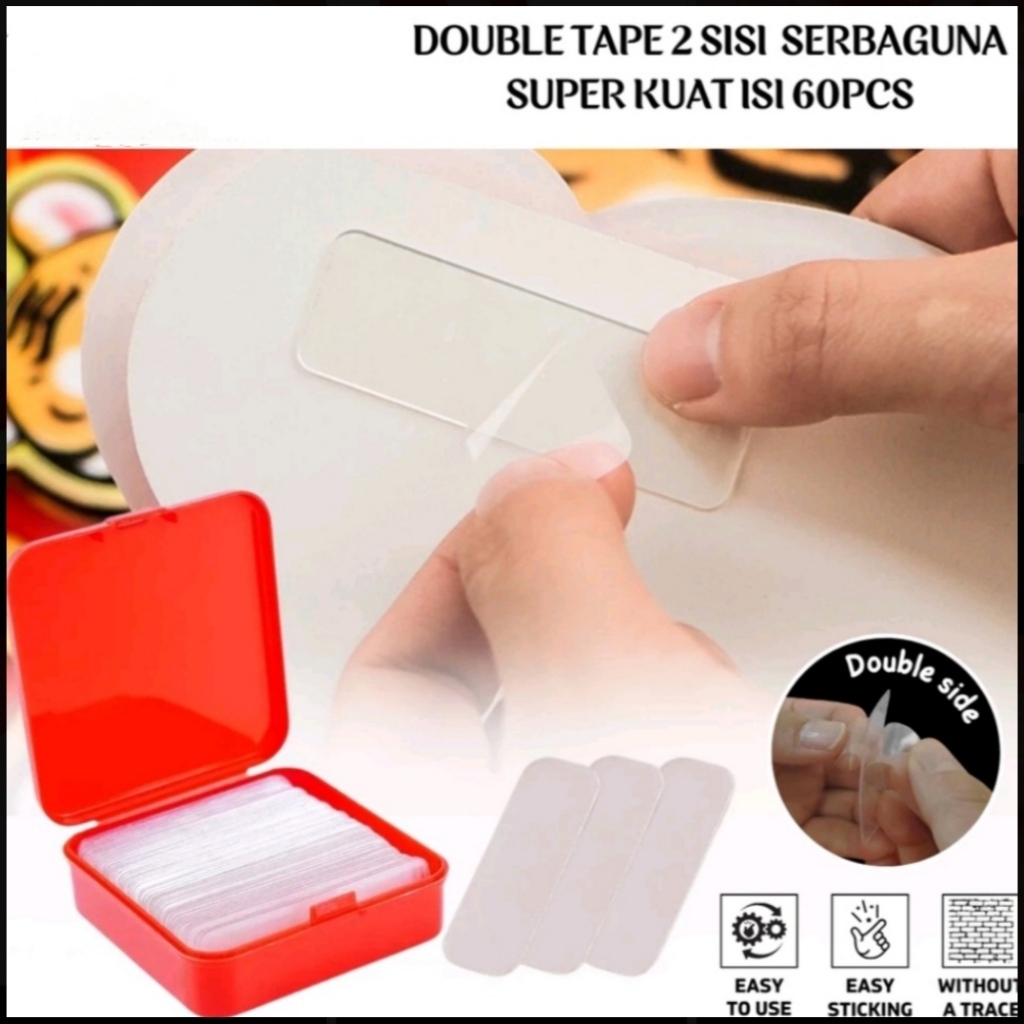 

JM DOUBLE TAPE Mini 1 Box ISI 60PCS Transparan 2 Sisi Sticker Double Tape Isolasi Bening Selotip