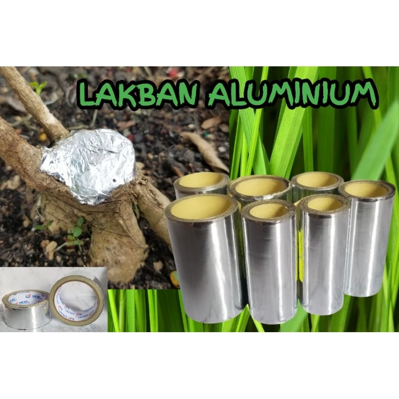 Lakban aluminium per 1 meter untuk menutup bekas potongan batang kayu