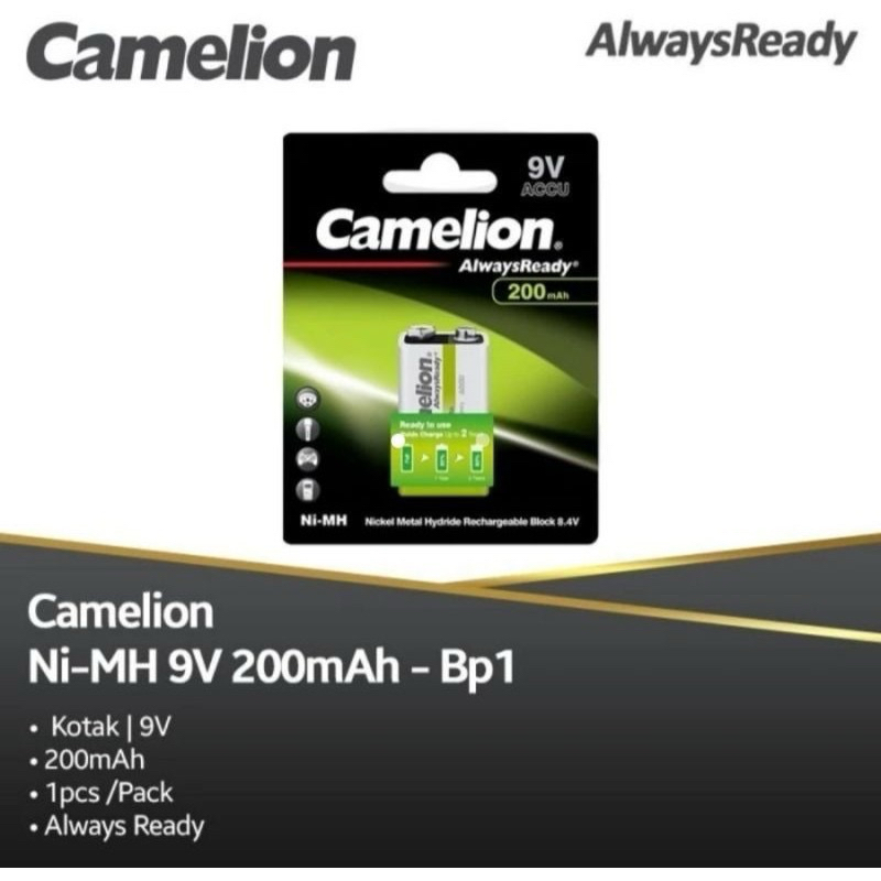 Baterai 9volt Camelion recharge / batre cas 9 volt