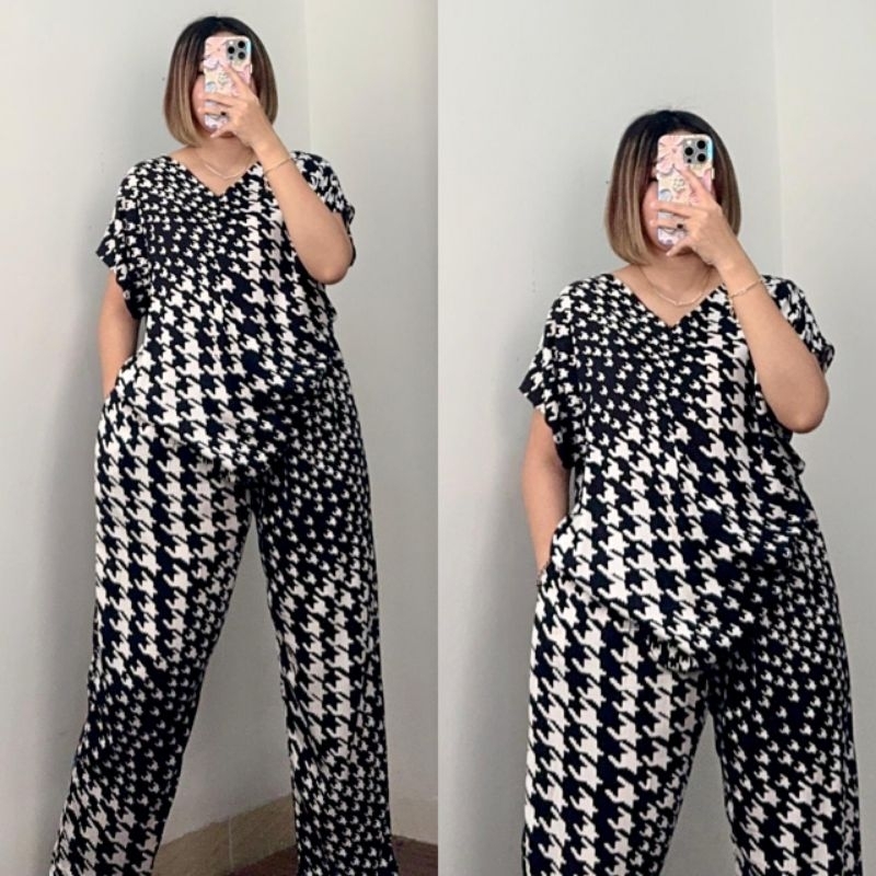 Setelan Yura - Setelan Baju Tidur Wanita | Piyama Rayon Lengan Pendek Celana Panjang | One Set Daily