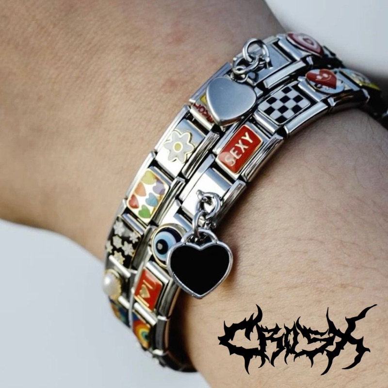 DHT CHARM BRACELET / GELANG RANTAI JAM TANGAN SILVER ITALIAN VINTAGE CHARM BRACELET CHAIN BRACELET G