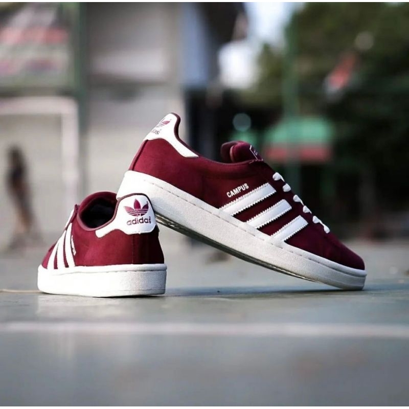 SEPATU CASUAL ADIDAS CAMPUS MAROON WHITE