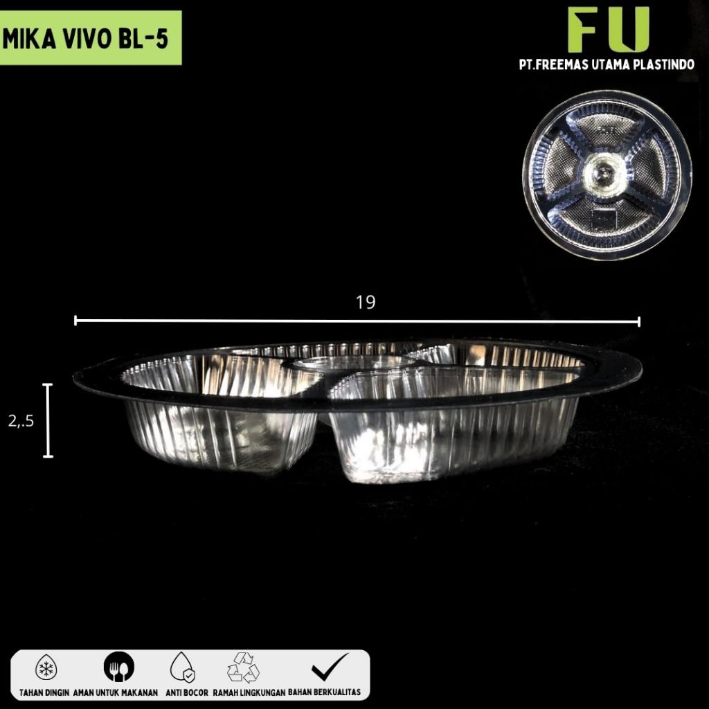 Mika VIVO BL5 / Mika Bulat Telur Sekat 5 Round Wakul Besek Tempat Hajatan Selametan Telor / Mika Pla