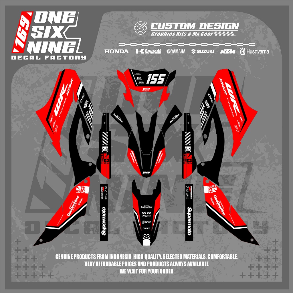 Decal Yamaha Wr 155 Superglossy Hitam Merah - Decal Supermoto Yamaha Wr 155