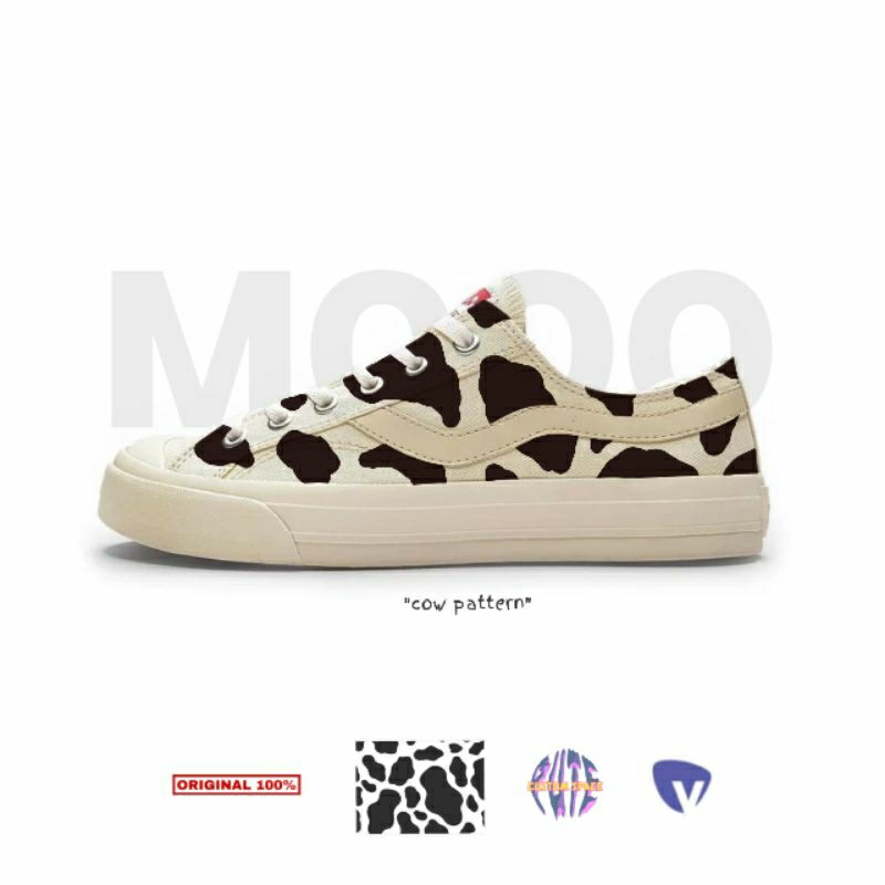 sepatu ventela custom cow pattern low / motif sapi
