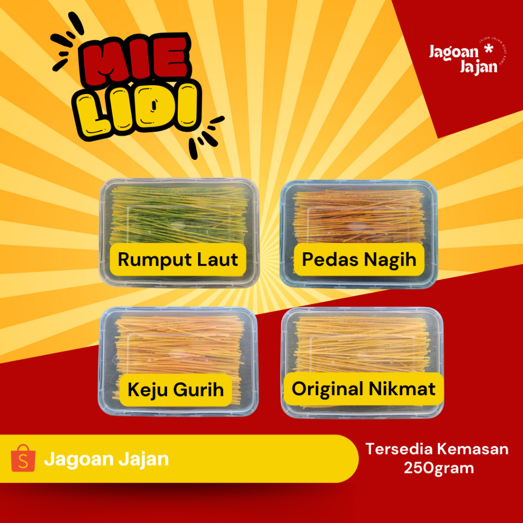 

JAJANAN SNACK CAMILAN MIE LIDI KEJU RUMPUT LAUT PEDAS ORIGINAL