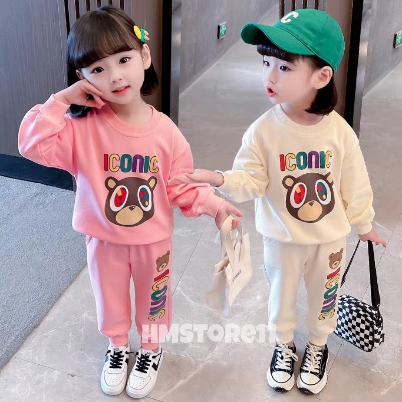 SETELAN ANAK PEREMPUAN ICONIC PINK CREAM 1-7 TAHUN/BAJU ANAK PEREMPUAN/SWEATER ANAK PEREMPUAN/ONE SE