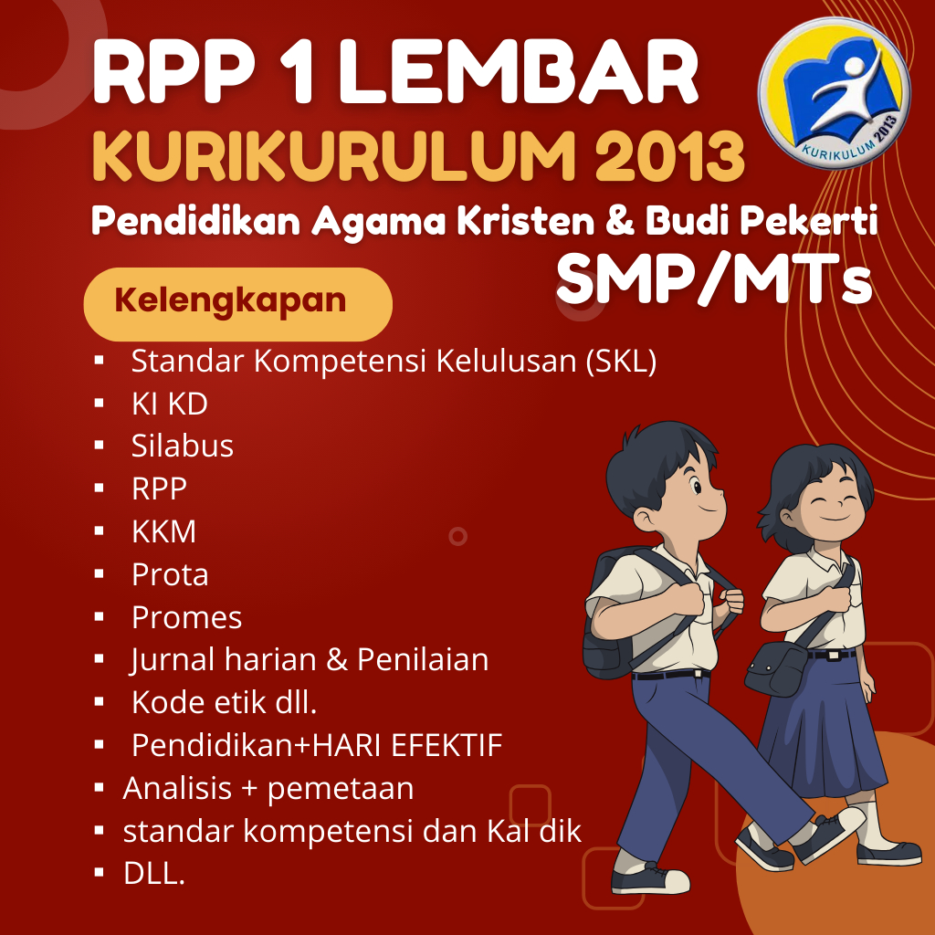 

RPP 1 LEMBAR PENDIDIKAN AGAMA KRISTEN & BUDI PEKERTI SMP KURIKULUM 2013 LENGKAP