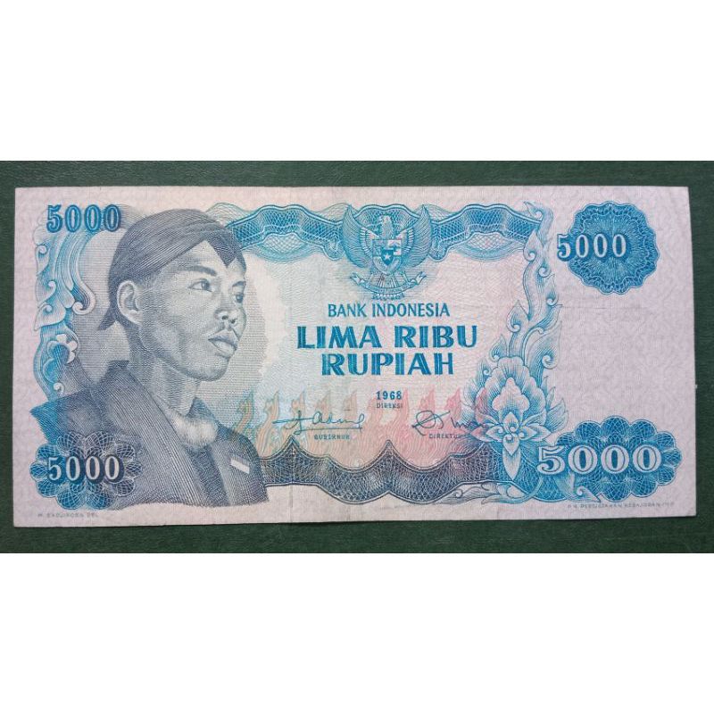 Uang kuno uang lama asli 5000 rupiah Sudirman tahun 1968