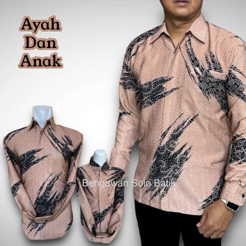 SALEM DOBBY,BATIK Couple ayah dan anak lapisan furing warna salem