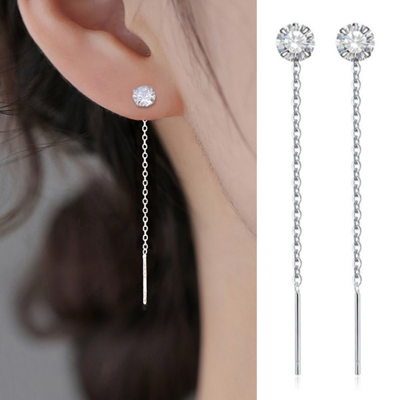 Patricia Zircon Long Stud Earrings Anting Juntai Untai Panjang Tusuk