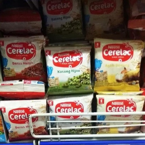 Cerelac Beras merah, Kacang hijau & Pisang susu 1 saset 20gram. harga per sachet/ termurah / bubur b