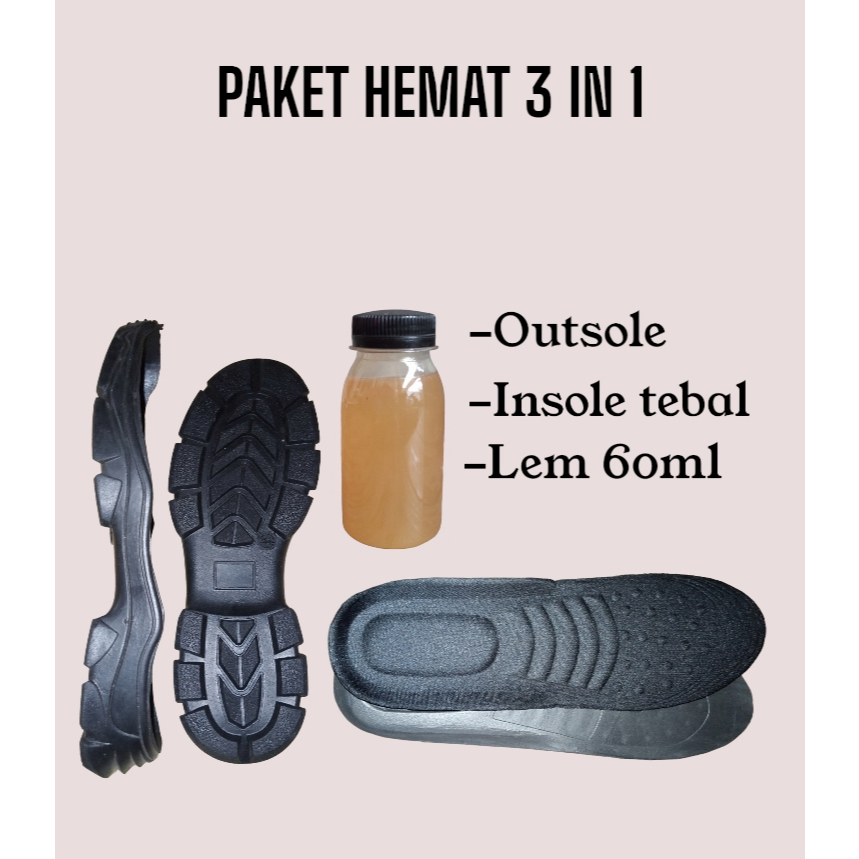 Outsole sepatu alas sepatu pdl cheetah booth gunung paket bundling outsole insole dan lem sepatu
