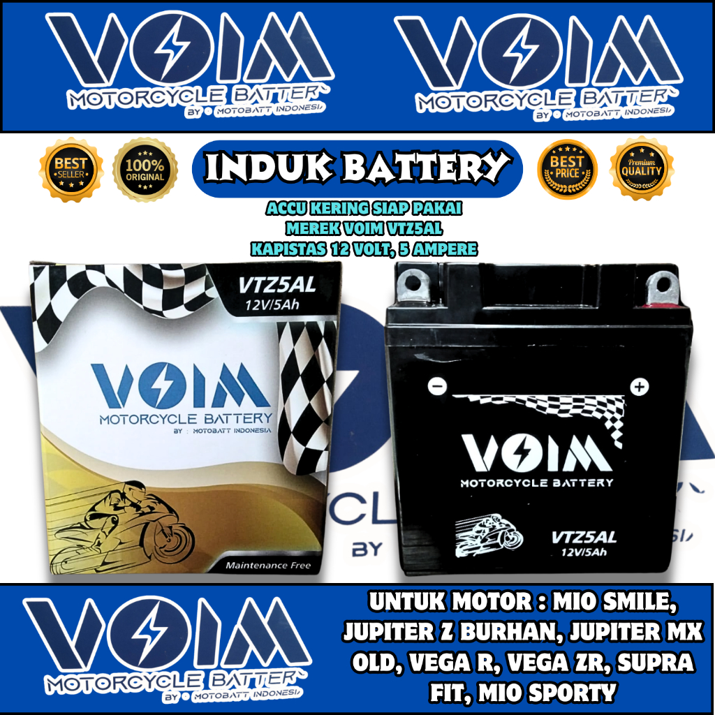 Aki Motor Honda Astrea Grand Legenda Supra Lama Supra X Supra Fit Megapro Lama VOIM VTZ5AL / MTX5AL 