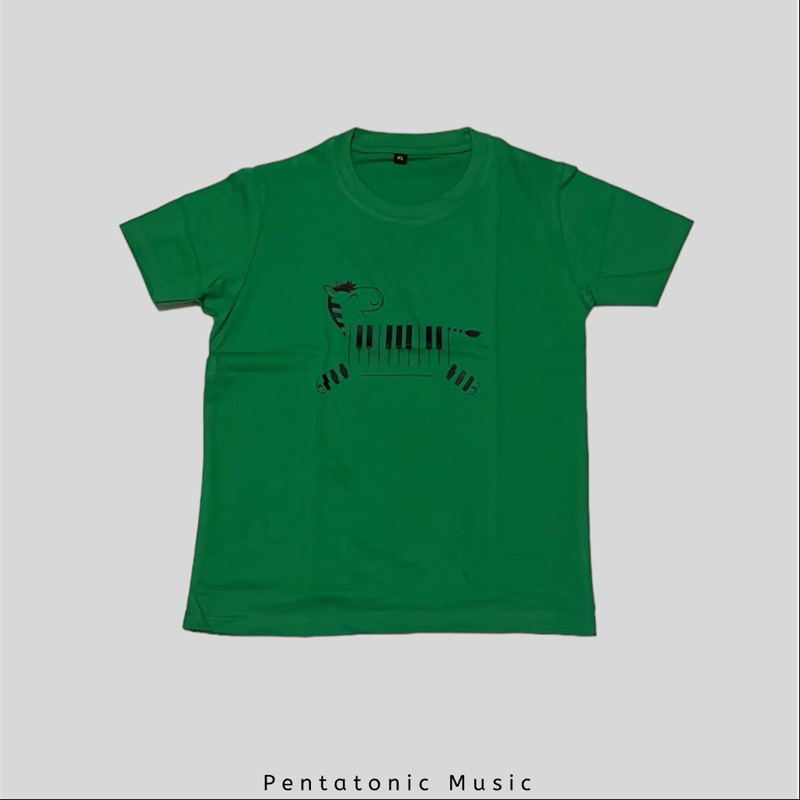 Piano Zebra Kids T Shirt Kaos Anak Hijau Musik Pentatonic Music