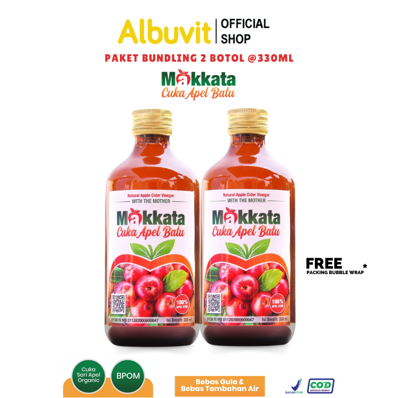

Paket Bundling 2 Botol - CUKA APEL Batu Malang MAKKATA Organic Apple Cider Vinegar Original