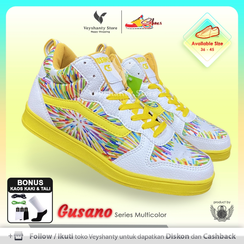 [VEYSHANTY] Sepatu Pria Wanita CS Gusano Premium Quality - Warna Multicolor Kuning | Casual | Sport 