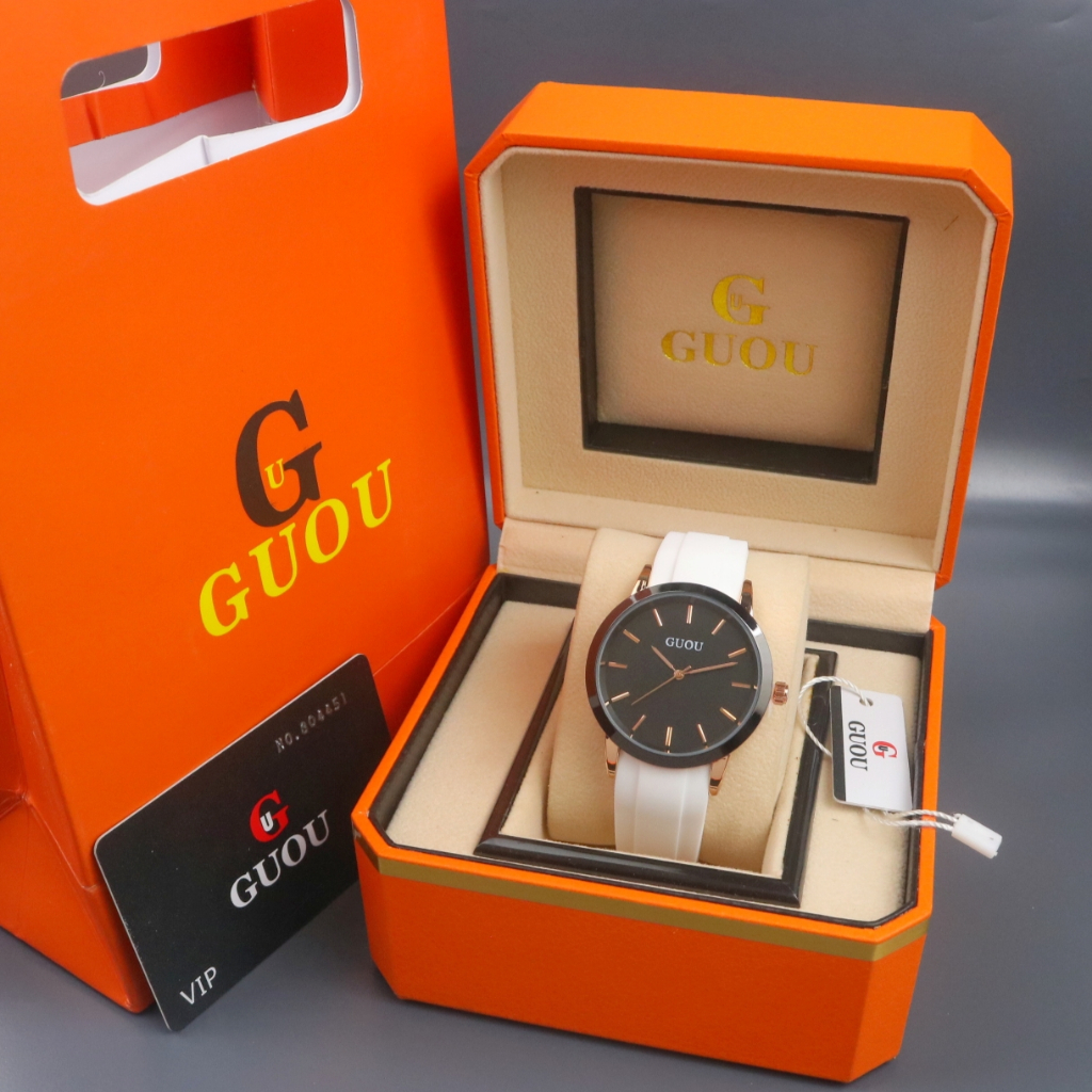 Jam Tangan Wanita Original GUOU GHJ-58932 tali karet Free Box