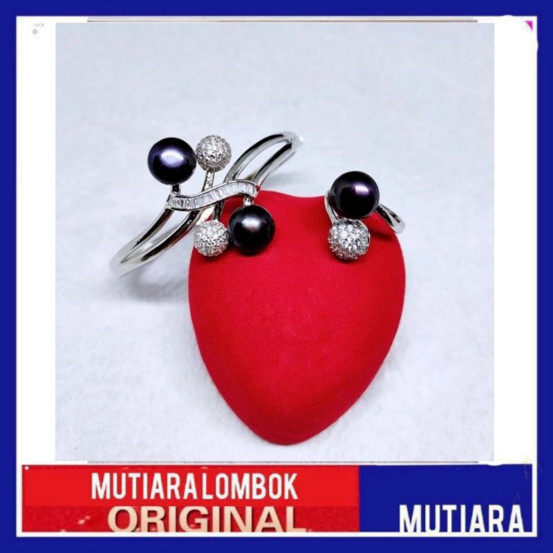set perhiasan gelang cincin mutiara lombok asli mutiara air tawar mutiara lombok jewellery pearl