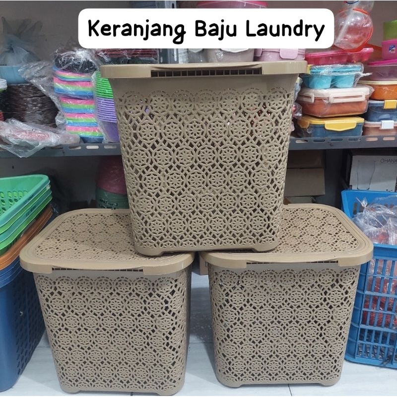 Keranjang Laundry/ Laundry keranjang/keranjang pakaian tutup plastik/ laundry/keranjang serbaguna/ k