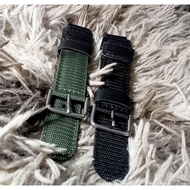 strap tali jam tangan kanvas warna hijau dan hitam