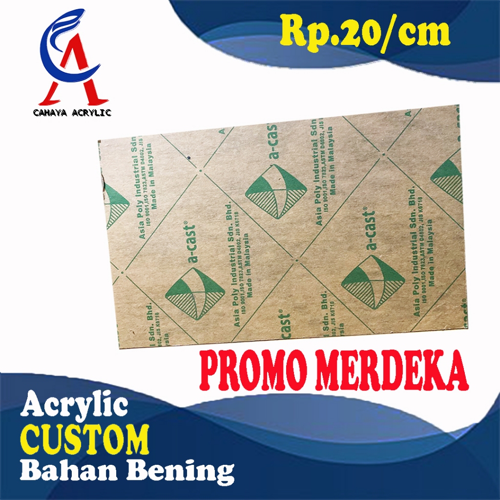 

Acrylic/Akrilik Lembaran Potongon Laser - Custom Persegi - 2 mm/3 mm - Bening - Putih Susu - Hitam Solid - Putih