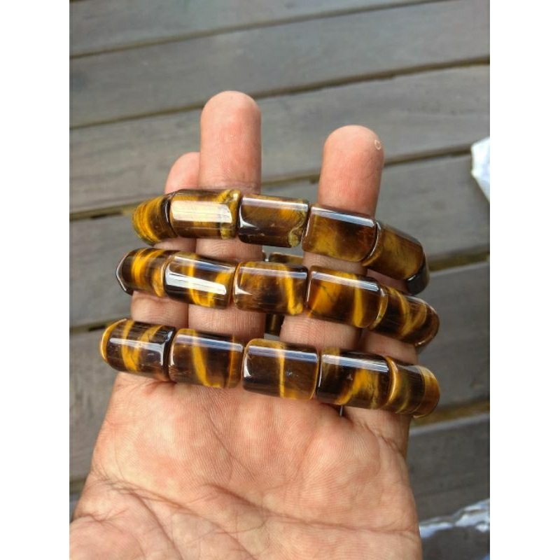 Gelang dari akik biduri sepah atau Tiger eye, batu akik kerajinan murah