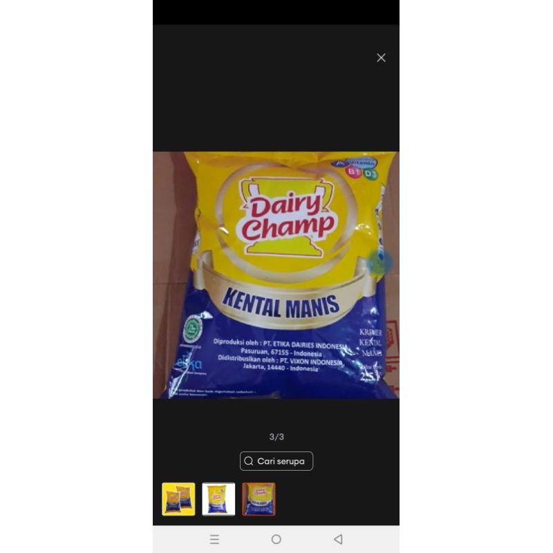 

susu kental manis daery champ bantal ripek 1kg