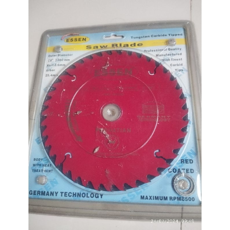 piringan gergaji serkel merk essen ukuran 8 inci bergigi 40