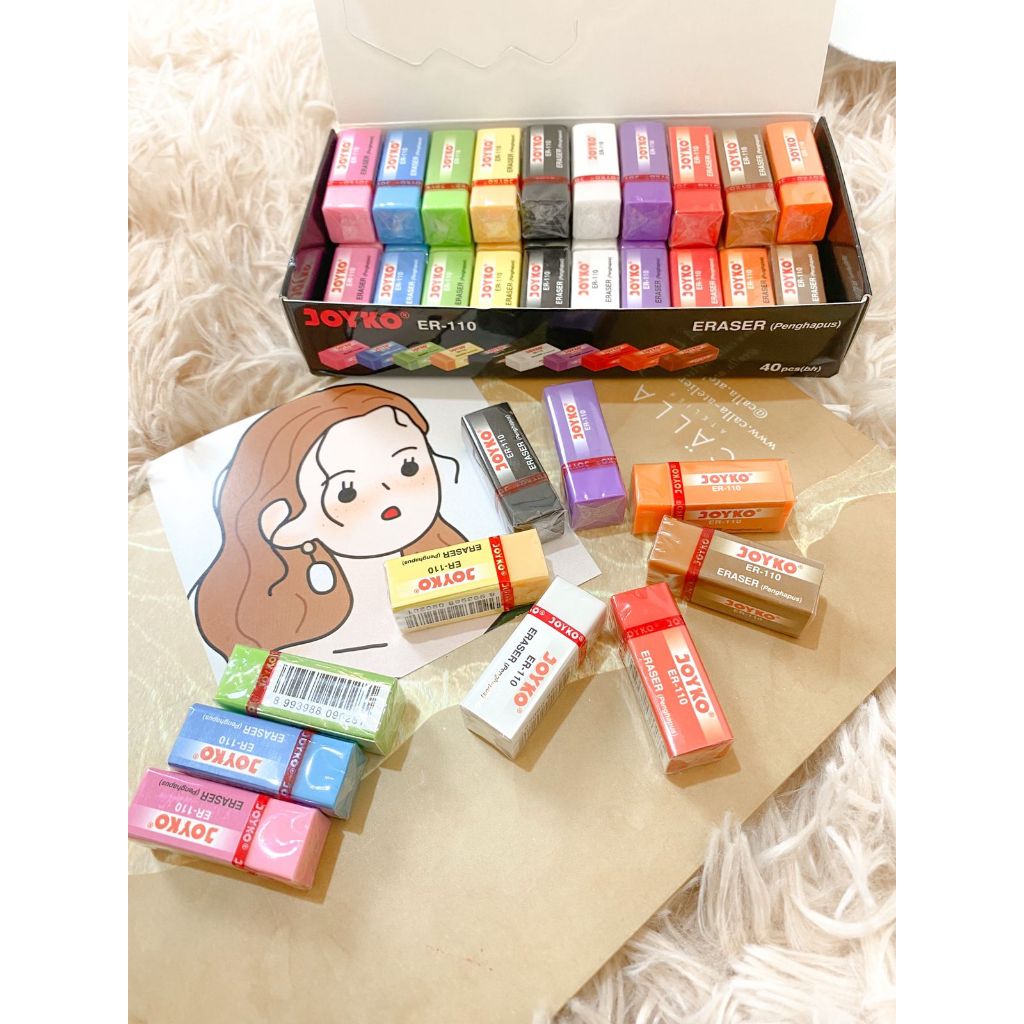

100% Joyko Set 4 Pcs / 8 pcs / 12 Pcs / 1 Lusin Penghapus JOYKO / Eraser ER-110 Original 100% Color Ecer Grosir COD ATK Alat Tulis Kantor Anak Dewasa