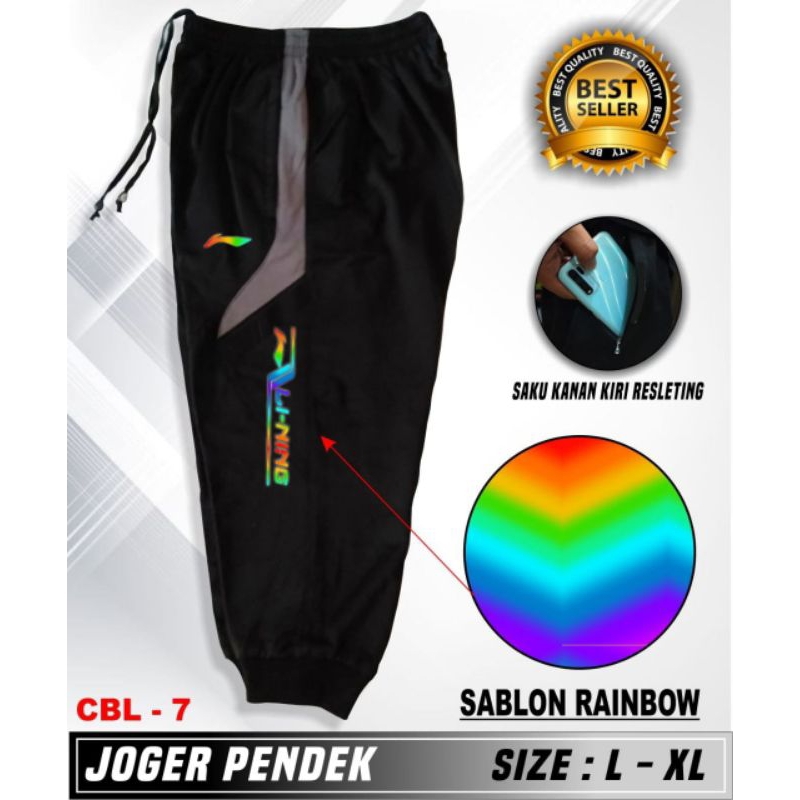Celana joger pendek olahraga badminton bulutangkis celana 3/4 pria wanita running
