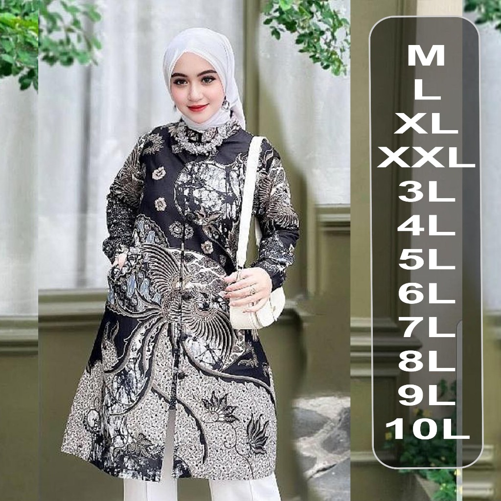 COUPLE TUNIK BATIK JUMBO 5L 6L 7L 8L 9L 10L DAN KEMEJA BATIK JUMBO BAJU JUMBO FASHION WANITA PAKAIAN