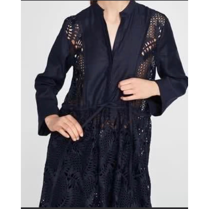 zara lace navy dress
