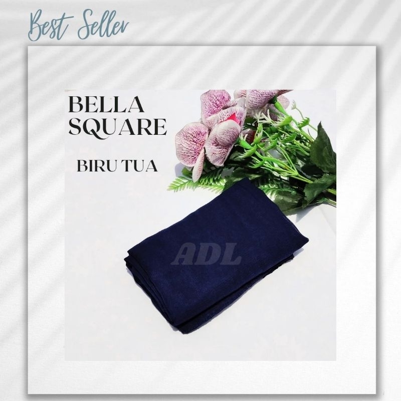 Bella Square Hijab Segi Empat Warna Biru Tua/Biru Dongker Bahan Berkualitas Bagus