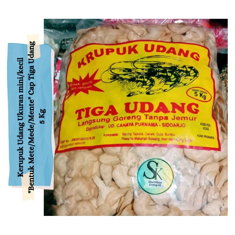 

(5 Kg/Bal) Kerupuk Udang mete Cap "Tiga Udang" / Kerupuk Mente / Kerupuk Mede / Kerupuk Ikan / Kerupuk Makan / Kerupuk Hajatan / Kerupuk Berkatan / Mentah / Best Seller / Renyah / Kerupuk Soto / Kerupuk Rawon / Kerupuk Bulan Sabit