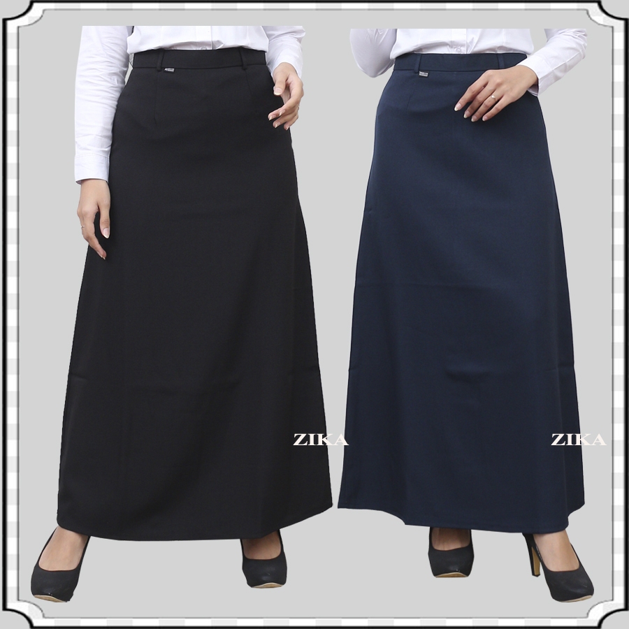 Rok Kerja Panjang Hitam Line A Polos jumbo Wanita Dewasa Kantor Formal Untuk Guru Pesantren Mengajar