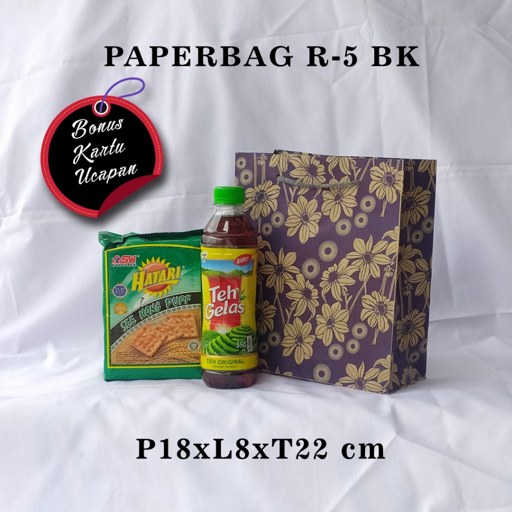 

PAPERBAG BONUS KARTU UCAPAN UKURAN R-5 BK (P15 x L8 x T25 CM) WARNA MOTIF 1 WARNA