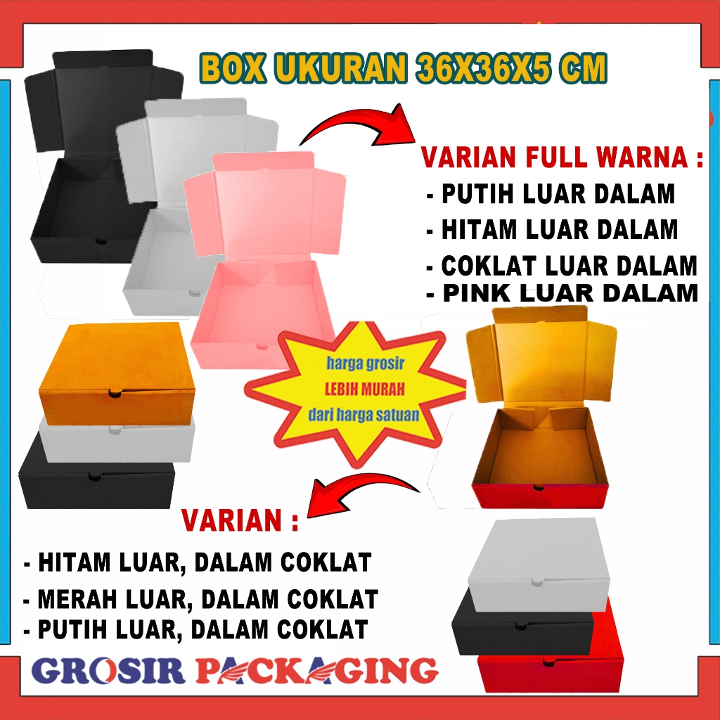 

Box 36x36x5 Cm / Box Lipat Depan / Box Jam dinding|Kardus|Box Hampers|Kotak Polos|Box Pizza