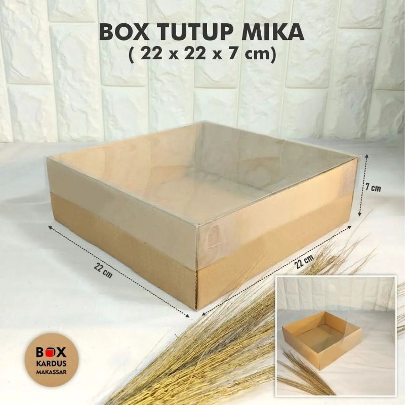Box Kardus Tutup Mika/Box Mika/Box Kardus/Box Makanan/Box Kue/Box Cake/Tutupan Mika