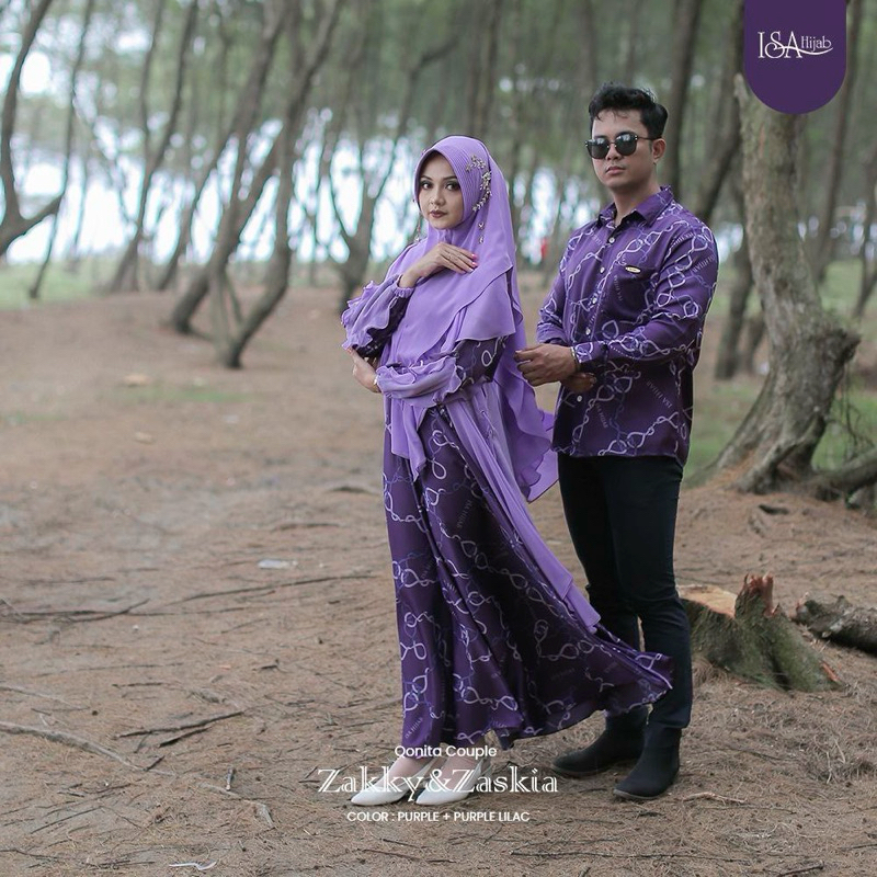 ISA HIJAB | SARIMBIT COUPLE GAMIS DAN KOKO SYARI MUSLIM MUSLIMAH ELEGAN FULLPRINT
