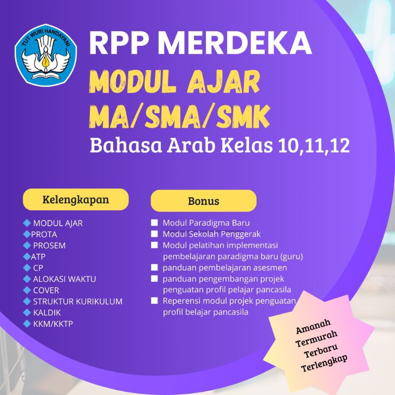 

RPP Merdeka Bahasa Arab Kelas 10,11,12 MA/SMA/SMK Kurikulum Merdeka